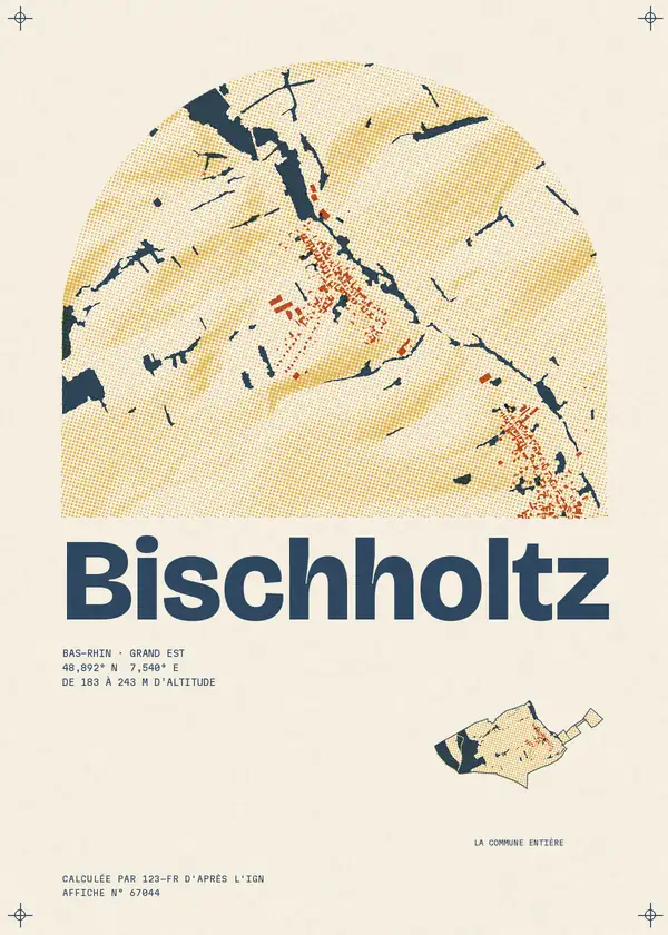 Affiche de Bischholtz, calculée par 123-fr d'après l'IGN