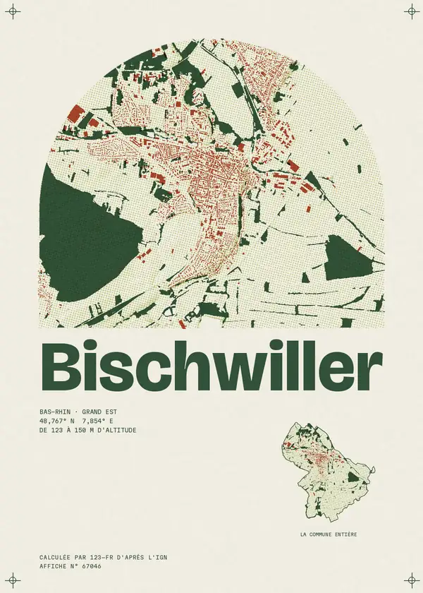 Affiche de Bischwiller, calculée par 123-fr d'après l'IGN
