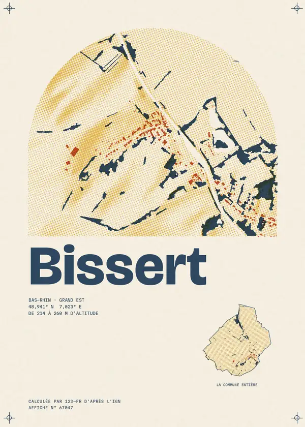 Affiche de Bissert, calculée par 123-fr d'après l'IGN