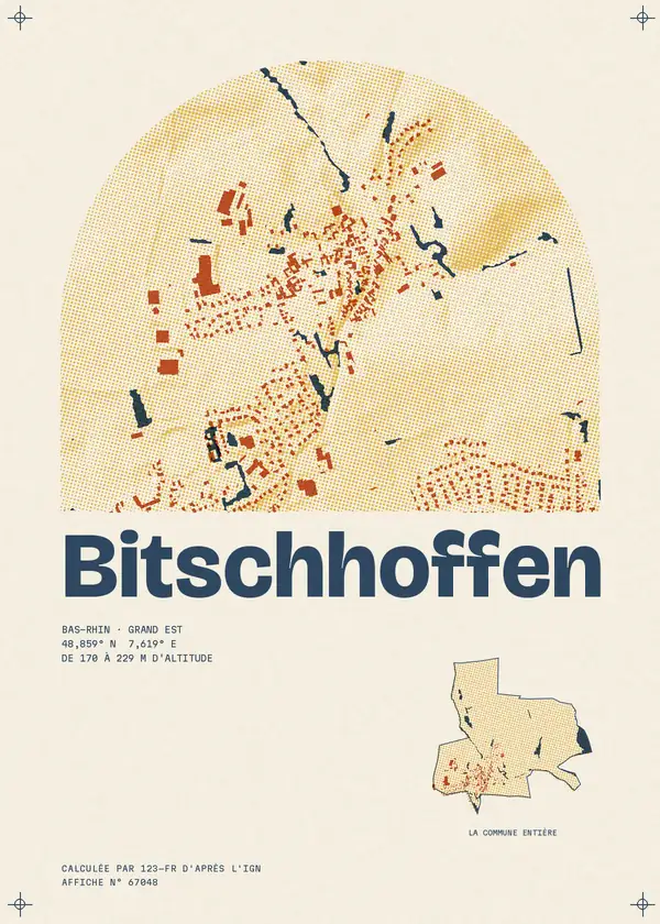 Affiche de Bitschhoffen, calculée par 123-fr d'après l'IGN