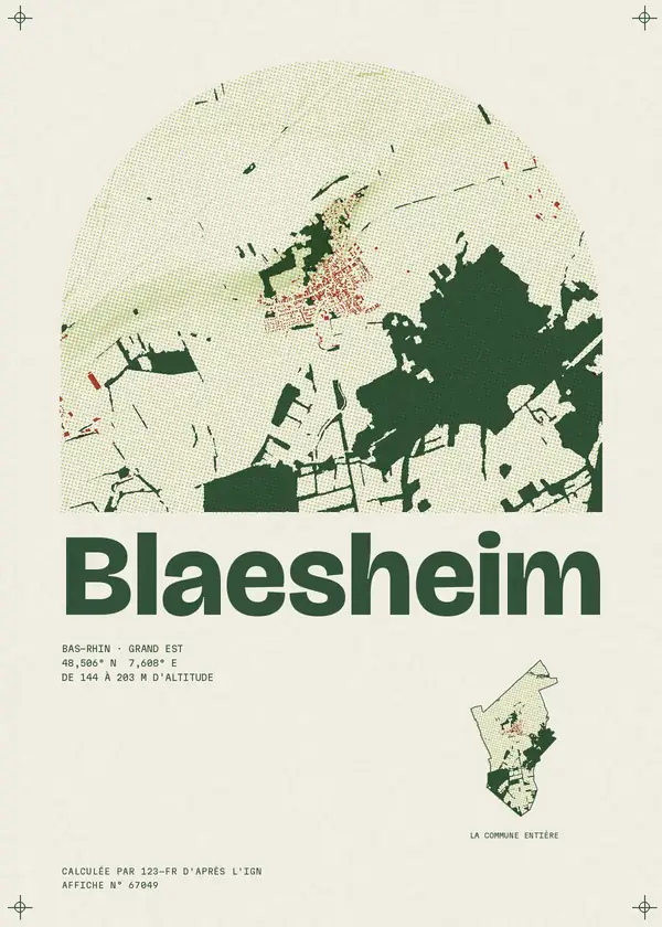 Affiche de Blaesheim, calculée par 123-fr d'après l'IGN