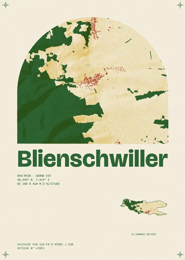Affiche de Blienschwiller, calculée par 123-fr d'après l'IGN