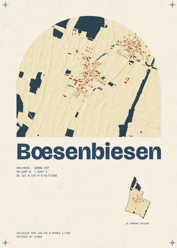 Affiche de Bœsenbiesen, calculée par 123-fr d'après l'IGN
