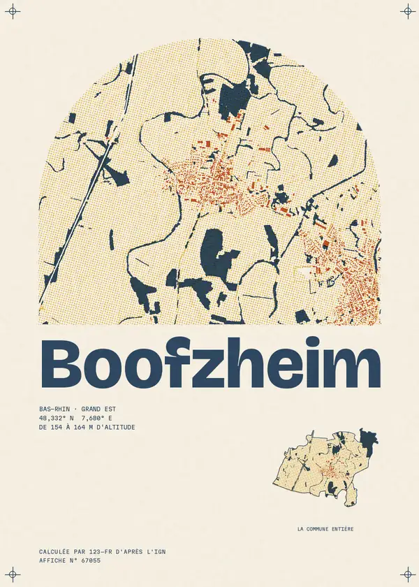 Affiche de Boofzheim, calculée par 123-fr d'après l'IGN