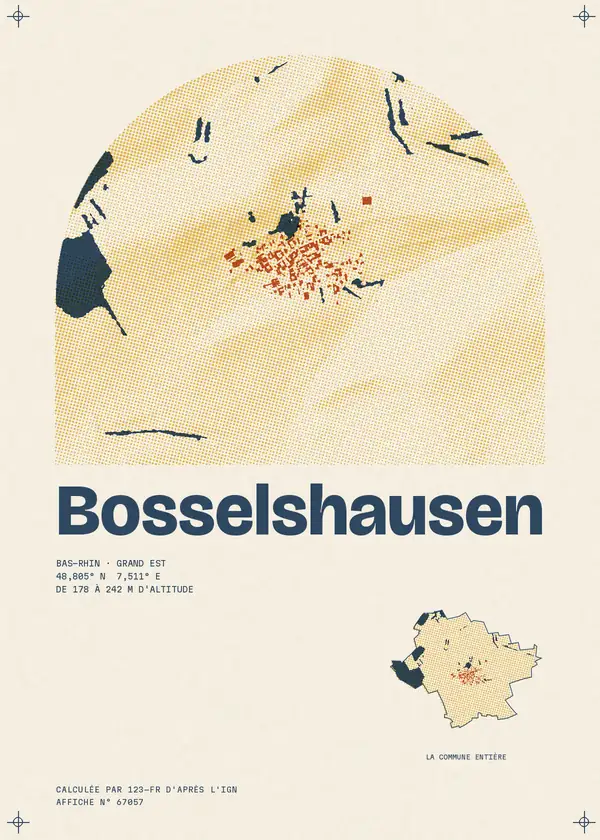Affiche de Bosselshausen, calculée par 123-fr d'après l'IGN