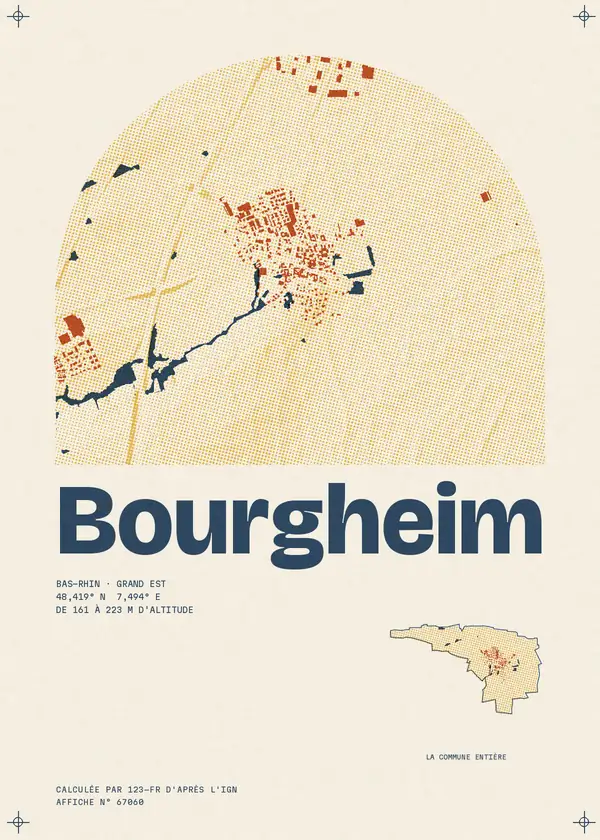 Affiche de Bourgheim, calculée par 123-fr d'après l'IGN