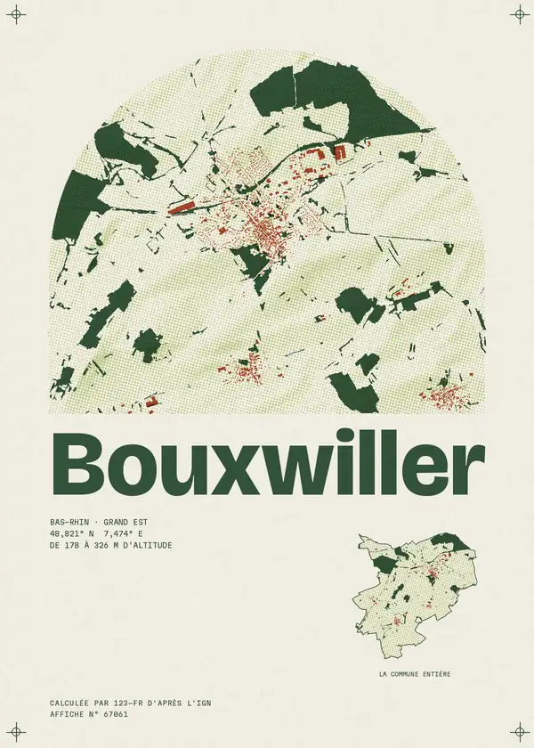 Affiche de Bouxwiller, calculée par 123-fr d'après l'IGN