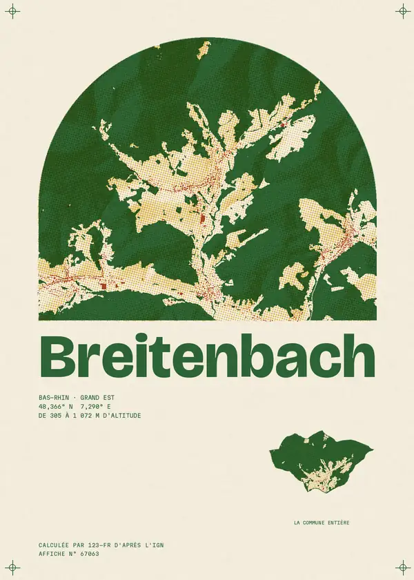 Affiche de Breitenbach, calculée par 123-fr d'après l'IGN