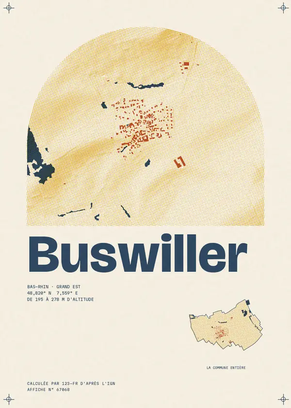 Affiche de Buswiller, calculée par 123-fr d'après l'IGN