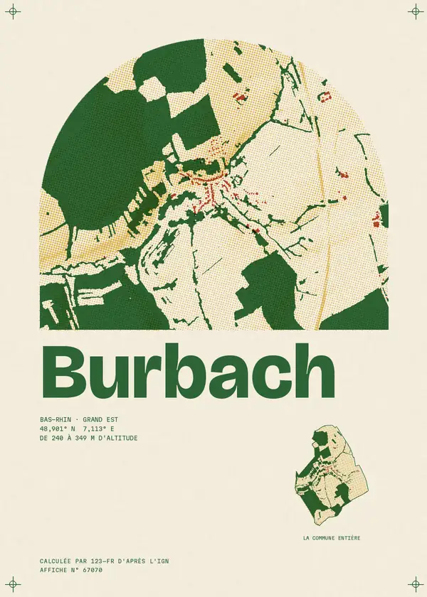 Affiche de Burbach, calculée par 123-fr d'après l'IGN