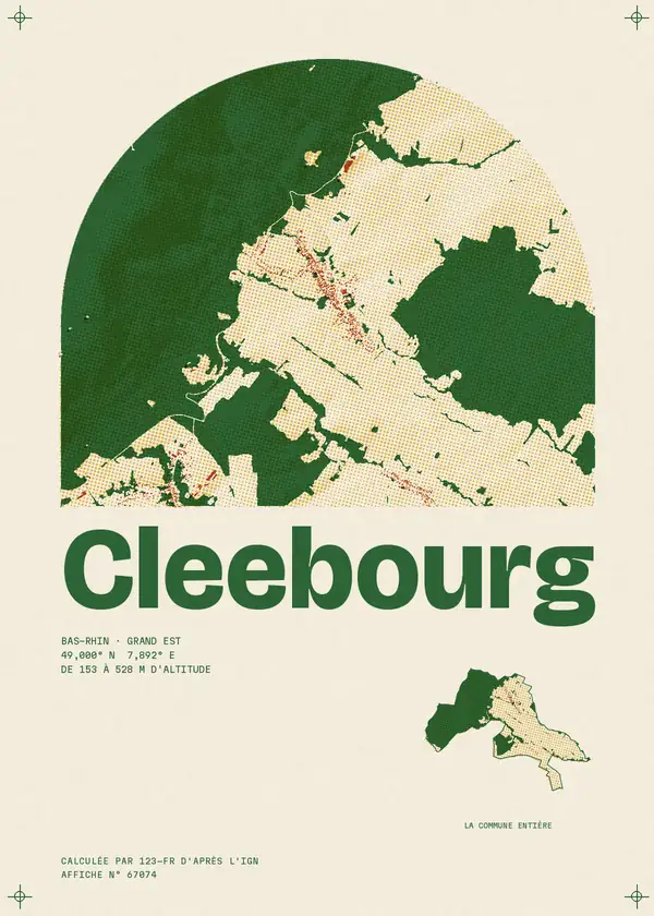 Affiche de Cleebourg, calculée par 123-fr d'après l'IGN