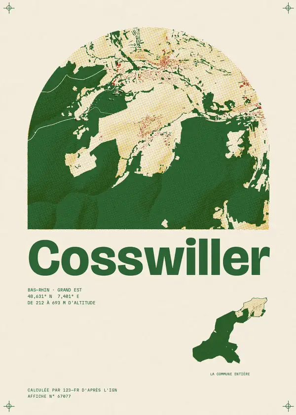Affiche de Cosswiller, calculée par 123-fr d'après l'IGN