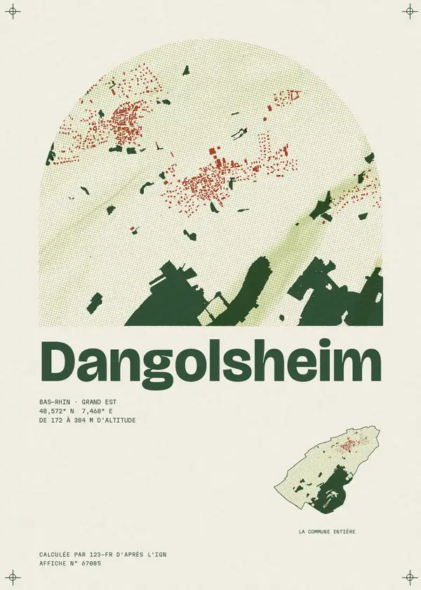 Affiche de Dangolsheim, calculée par 123-fr d'après l'IGN