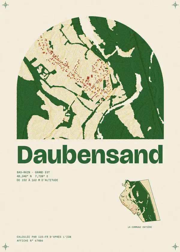 Affiche de Daubensand, calculée par 123-fr d'après l'IGN