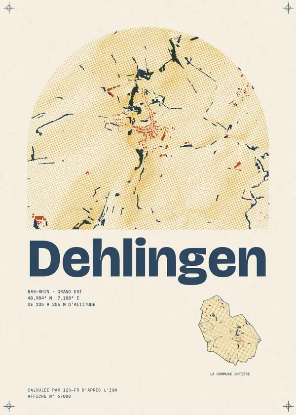 Affiche de Dehlingen, calculée par 123-fr d'après l'IGN
