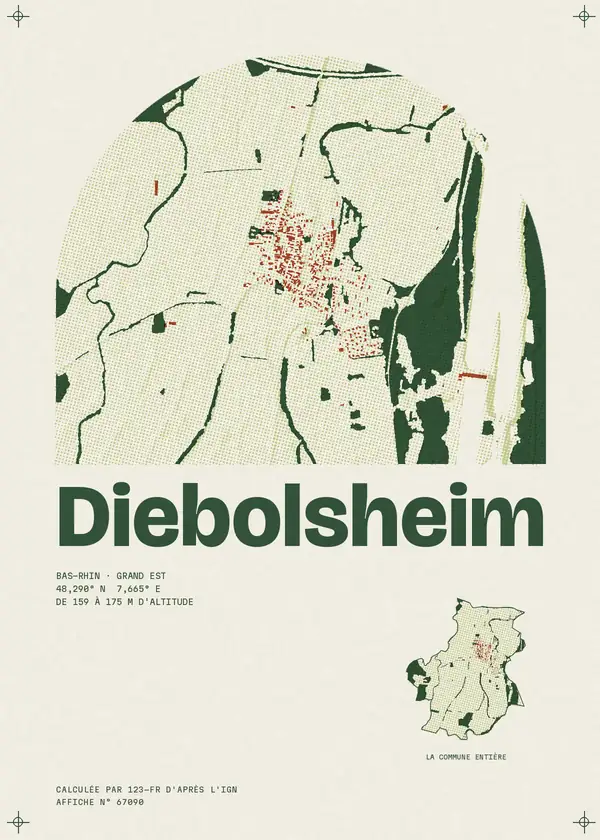 Affiche de Diebolsheim, calculée par 123-fr d'après l'IGN