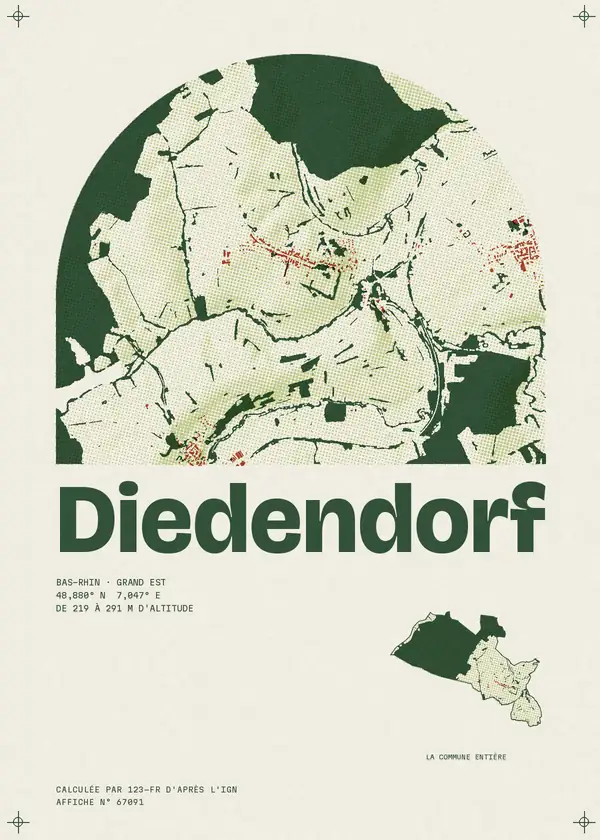 Affiche de Diedendorf, calculée par 123-fr d'après l'IGN
