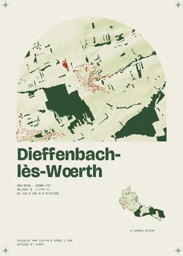 Affiche de Dieffenbach-lès-Wœrth, calculée par 123-fr d'après l'IGN