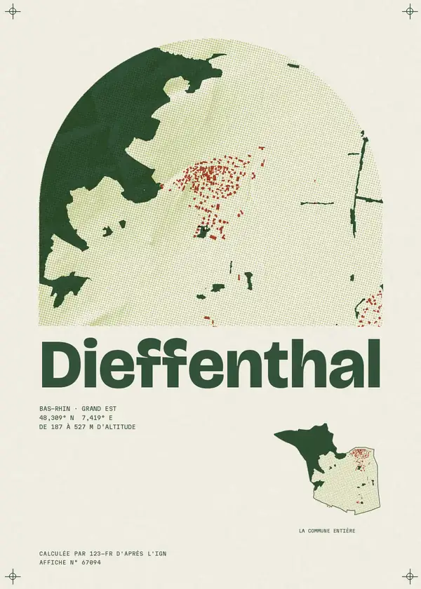 Affiche de Dieffenthal, calculée par 123-fr d'après l'IGN