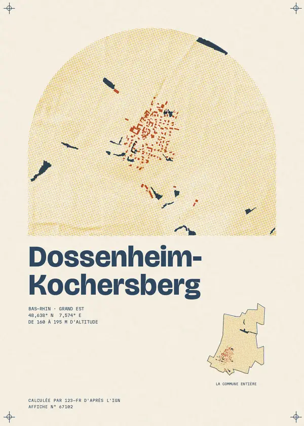 Affiche de Dossenheim-Kochersberg, calculée par 123-fr d'après l'IGN