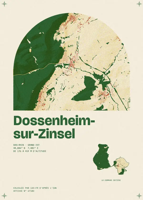 Affiche de Dossenheim-sur-Zinsel, calculée par 123-fr d'après l'IGN