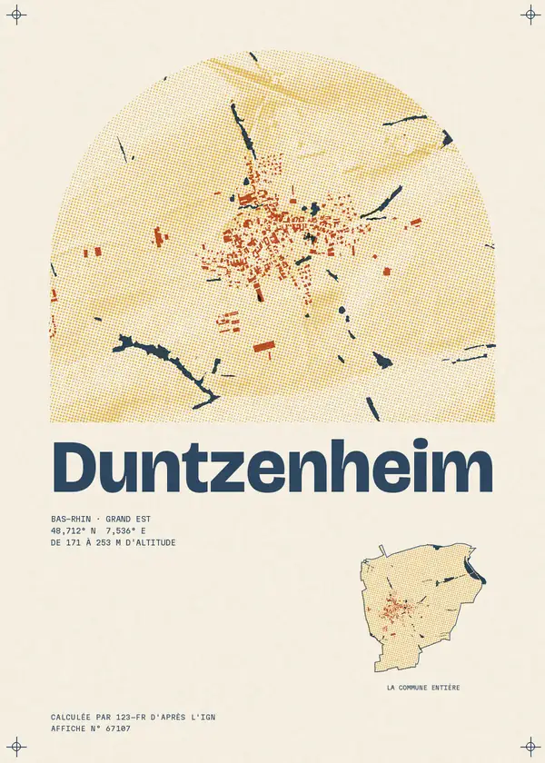 Affiche de Duntzenheim, calculée par 123-fr d'après l'IGN