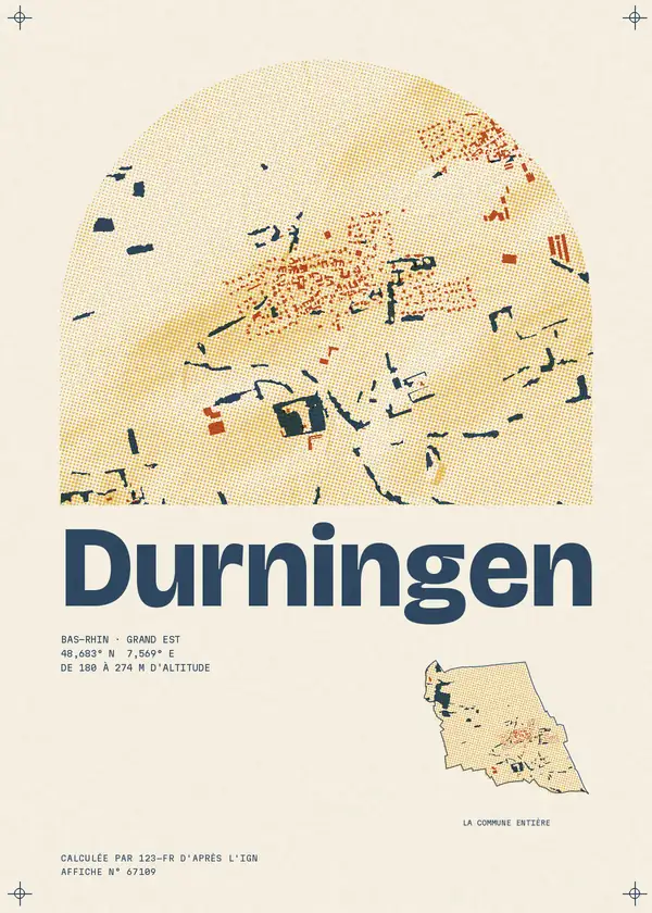Affiche de Durningen, calculée par 123-fr d'après l'IGN