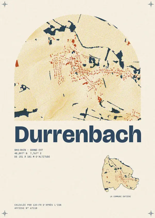 Affiche de Durrenbach, calculée par 123-fr d'après l'IGN