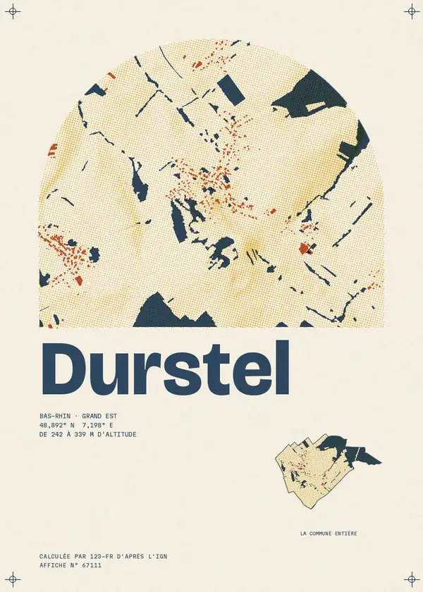 Affiche de Durstel, calculée par 123-fr d'après l'IGN