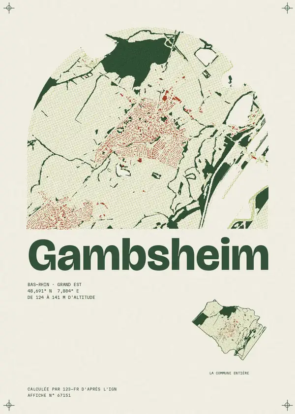 Affiche de Gambsheim, calculée par 123-fr d'après l'IGN
