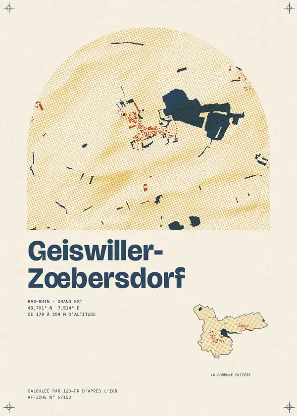 Affiche de Geiswiller-Zœbersdorf, calculée par 123-fr d'après l'IGN