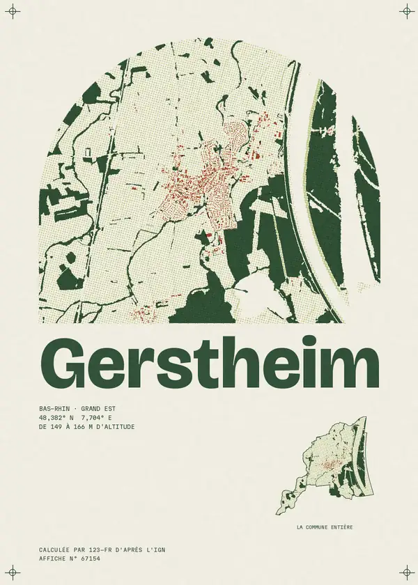 Affiche de Gerstheim, calculée par 123-fr d'après l'IGN