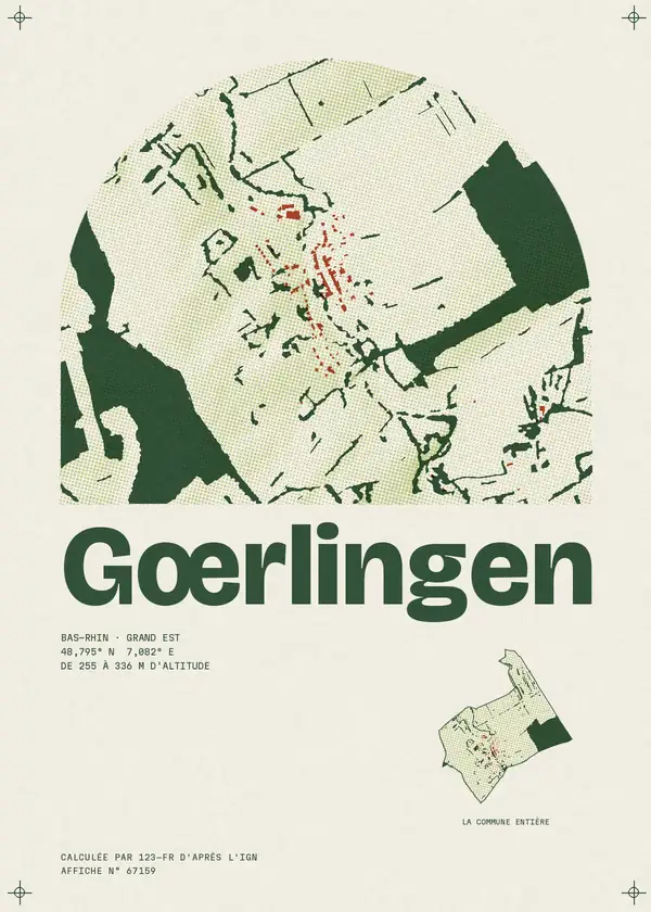 Affiche de Gœrlingen, calculée par 123-fr d'après l'IGN