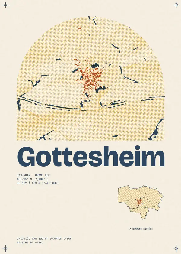 Affiche de Gottesheim, calculée par 123-fr d'après l'IGN