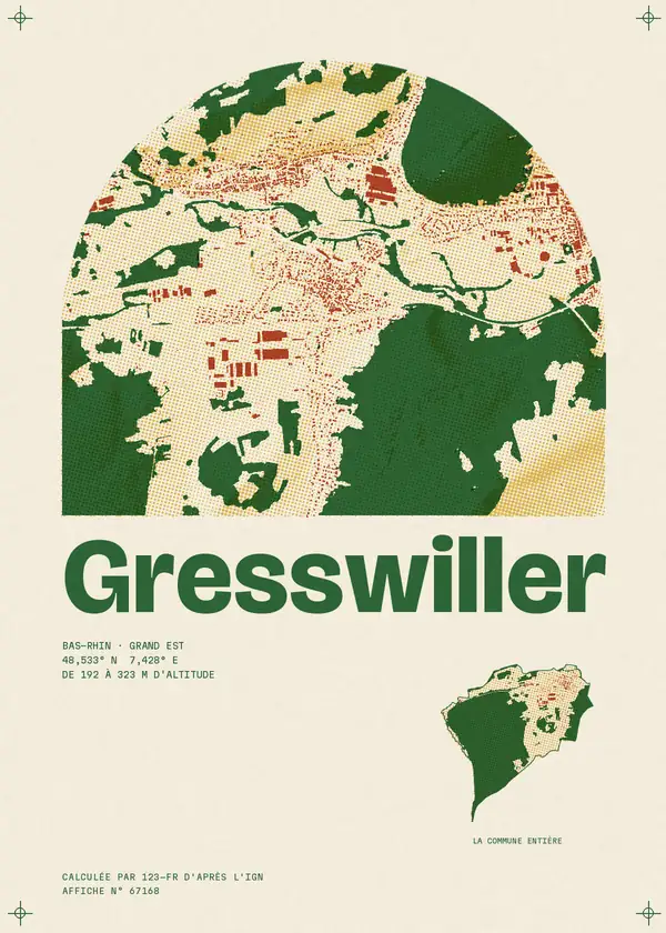 Affiche de Gresswiller, calculée par 123-fr d'après l'IGN