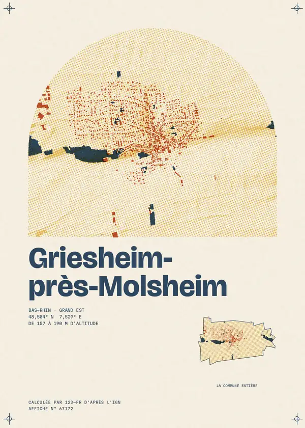 Affiche de Griesheim-près-Molsheim, calculée par 123-fr d'après l'IGN