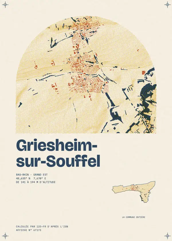 Affiche de Griesheim-sur-Souffel, calculée par 123-fr d'après l'IGN