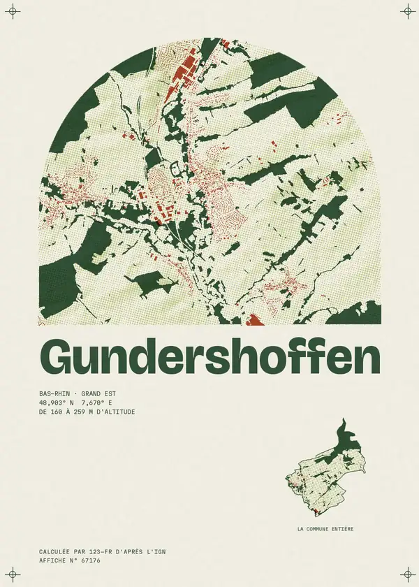 Affiche de Gundershoffen, calculée par 123-fr d'après l'IGN