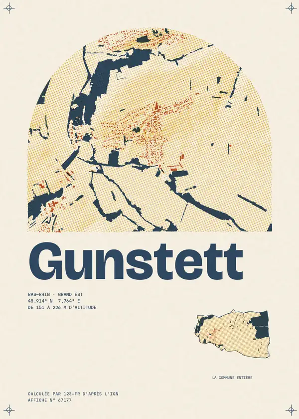 Affiche de Gunstett, calculée par 123-fr d'après l'IGN