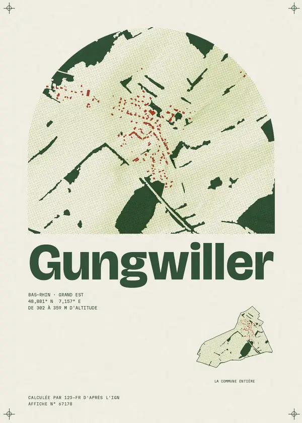 Affiche de Gungwiller, calculée par 123-fr d'après l'IGN