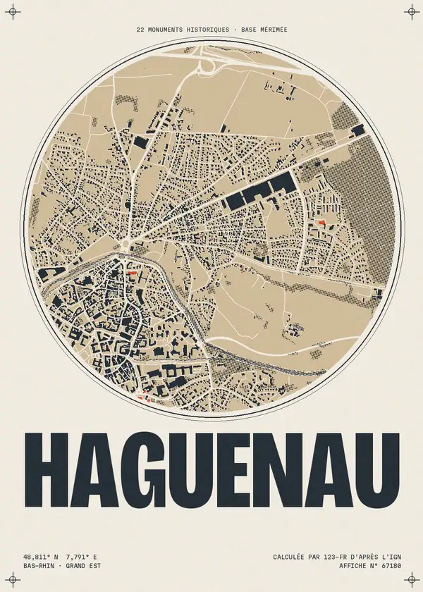 Affiche de Haguenau, calculée par 123-fr d'après l'IGN