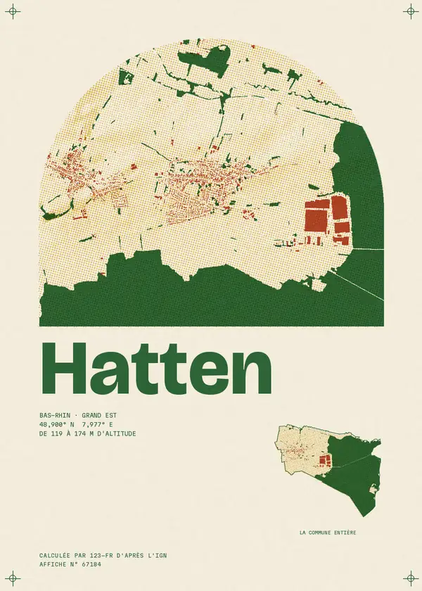 Affiche de Hatten, calculée par 123-fr d'après l'IGN