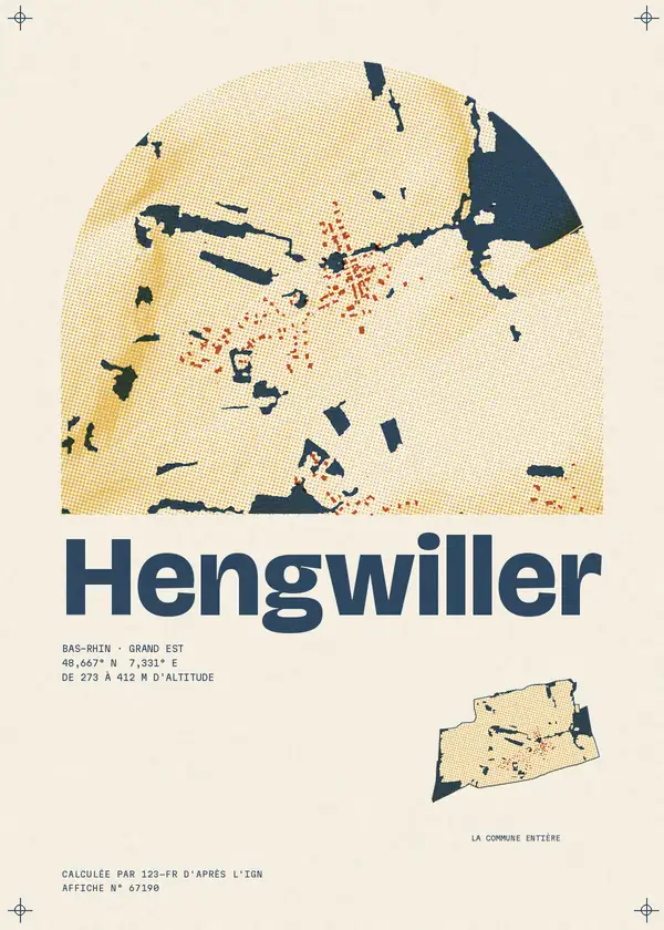 Affiche de Hengwiller, calculée par 123-fr d'après l'IGN