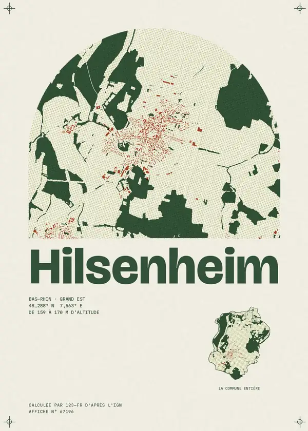 Affiche de Hilsenheim, calculée par 123-fr d'après l'IGN