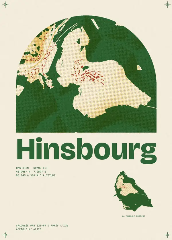 Affiche de Hinsbourg, calculée par 123-fr d'après l'IGN