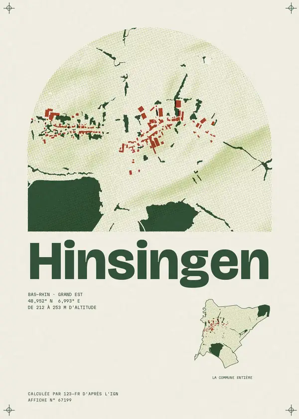 Affiche de Hinsingen, calculée par 123-fr d'après l'IGN