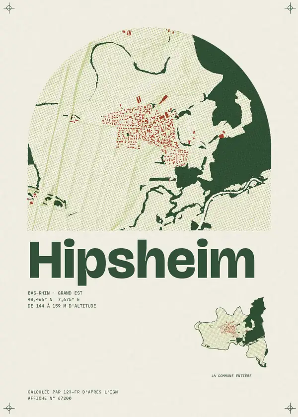 Affiche de Hipsheim, calculée par 123-fr d'après l'IGN