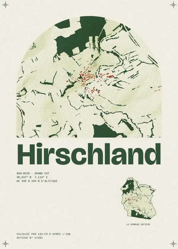 Affiche de Hirschland, calculée par 123-fr d'après l'IGN