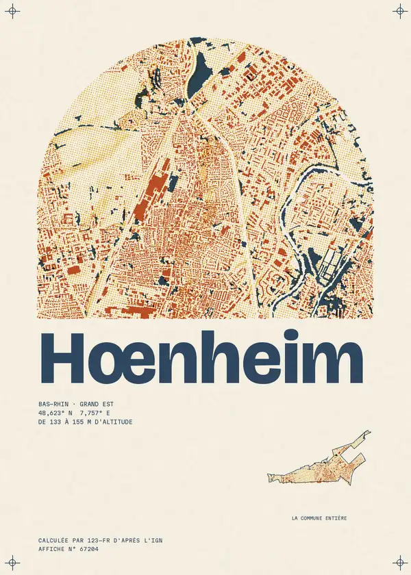 Affiche de Hœnheim, calculée par 123-fr d'après l'IGN