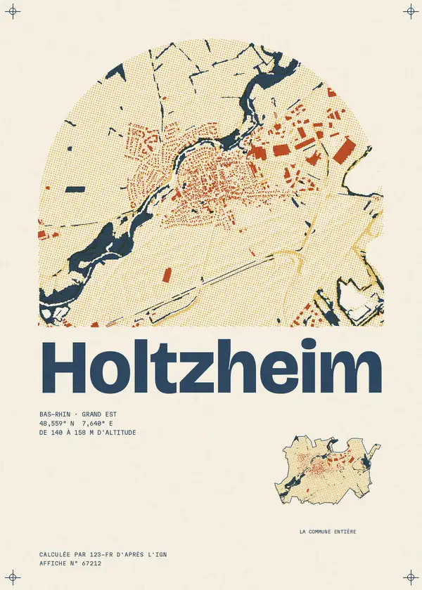 Affiche de Holtzheim, calculée par 123-fr d'après l'IGN